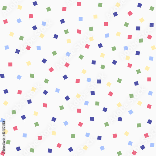 abstract sweet colourful square confetti glaze on white seamless pattern, background, texture, wallpaper, banner, label, cover etc. vector design