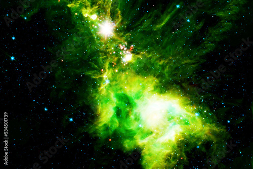 Beautiful green space nebula. Elements of this image furnished by NASA