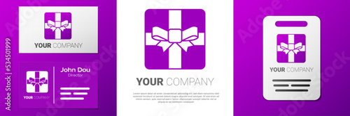 Logotype Gift box icon isolated on white background. Valentines day. Logo design template element. Vector