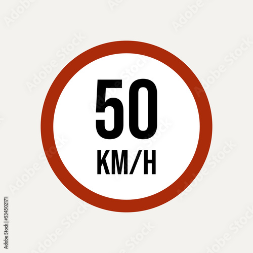 Wallpaper Mural road signs in traffic 50 km - red plate with white Torontodigital.ca