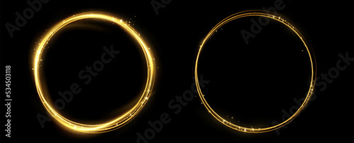 Golden circle with fire effects.Light effect.Vector