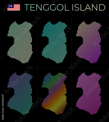 Tenggol Island dotted map set. Map of Tenggol Island in dotted style. Borders of the island filled with beautiful smooth gradient circles. Superb vector illustration. photo