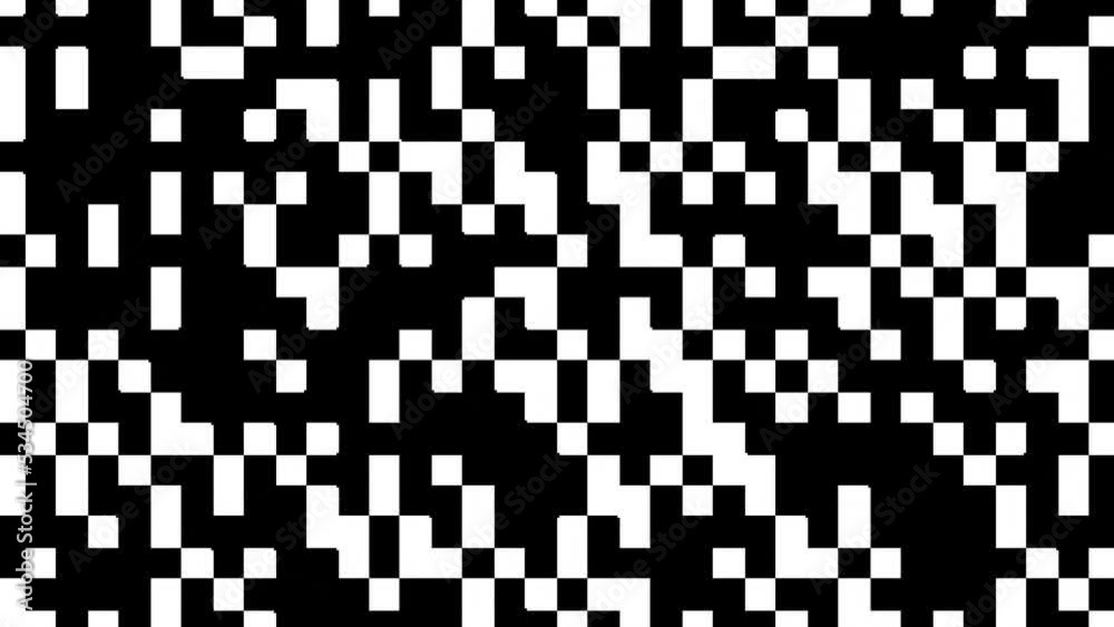 4k abstract 8bit lines black and white seamless looped vj pattern. Clean shape 3d animation. Vertical, horizontal and diagonal rotating pixelated moving lines. Background for business event


