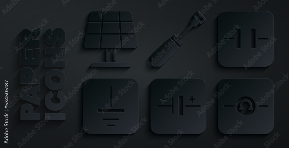Set DC voltage source, Electrolytic capacitor, Electrical symbol ground