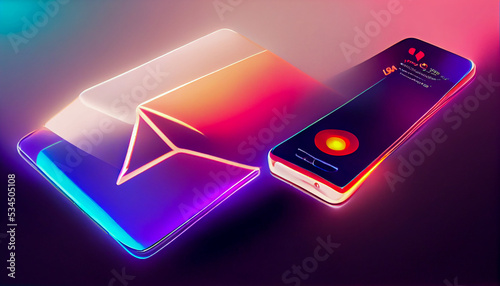 send email or receive e-mail concept, smartphone in hands, future design, big data technology, intelligence internet and modern technology