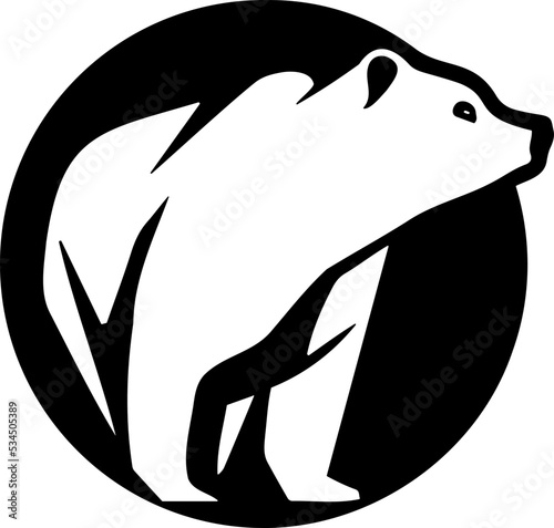 Billede på lærred polar bear logo ina circle logo in black and white