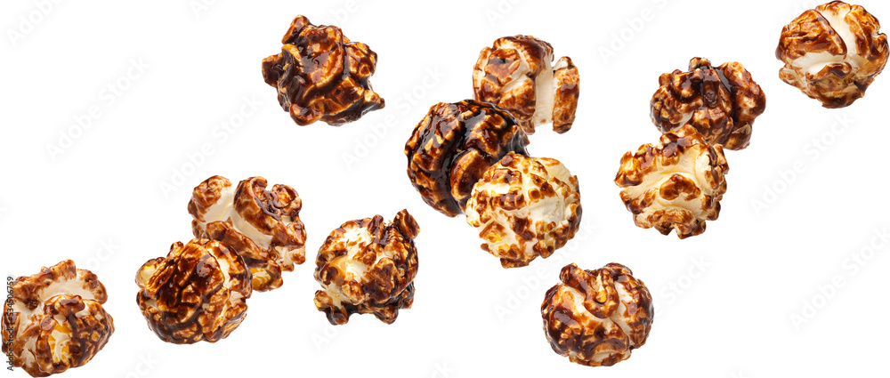 Falling chocolate pop corn isolated Falling chocolate pop corn isolated