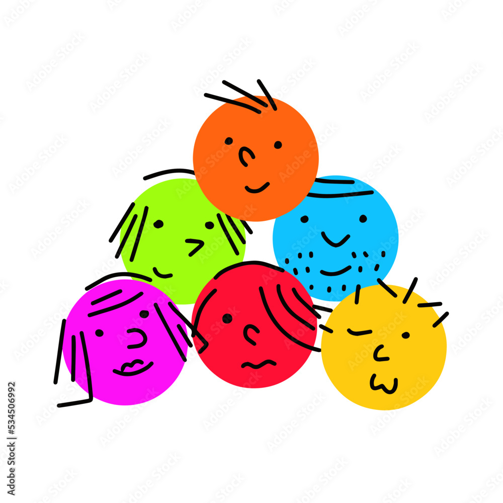 Pile of Various bright basic Geometric Figures with face emotions. Pile of Various bright basic Geometric Figures with face emotions.