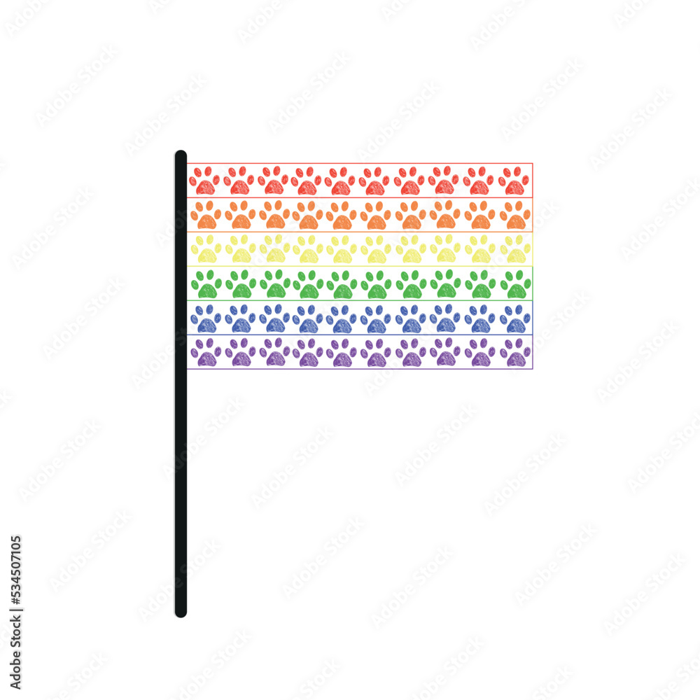 Rainbow pride flag with paw prints vector background Stock Vector | Adobe Stock