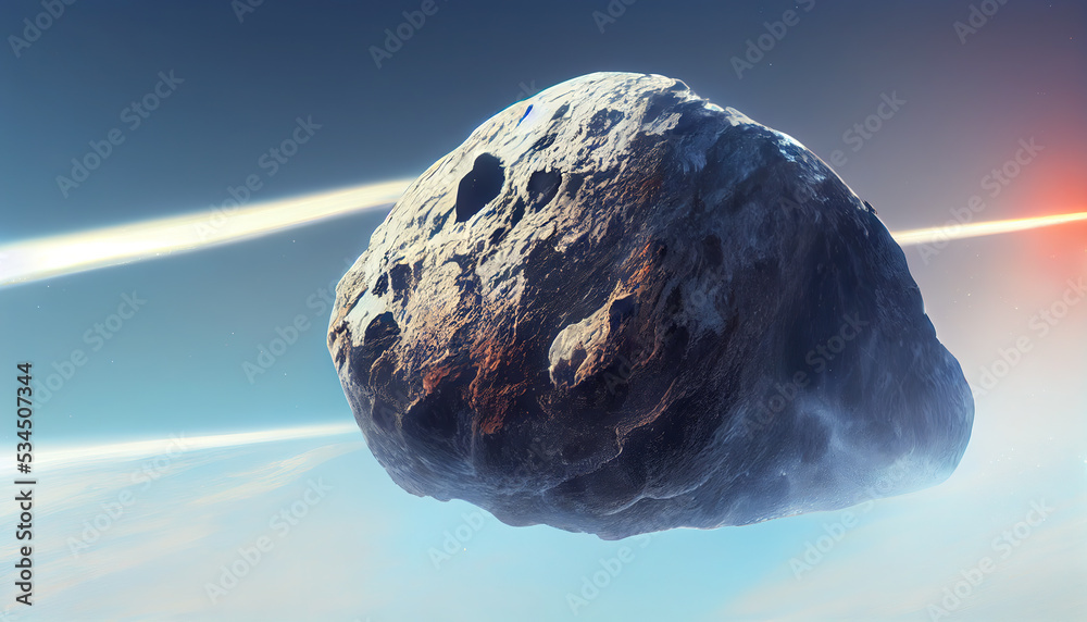 The asteroid is flying towards the planet. The asteroid is flying towards the planet.