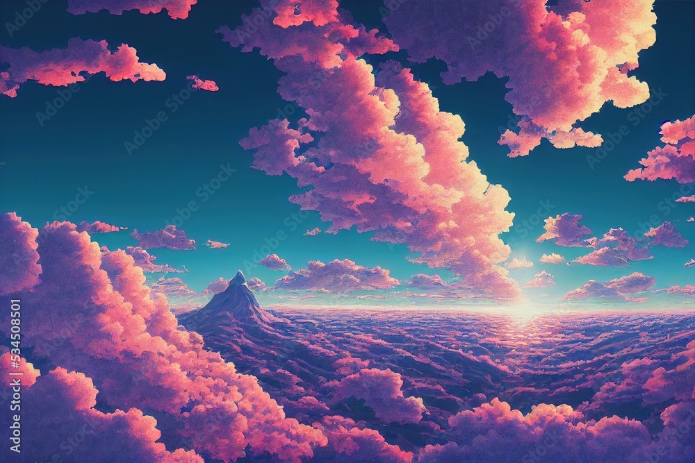 aesthetic anime clouds and sky landscape Stock Illustration | Adobe Stock aesthetic anime clouds and sky landscape Stock Illustration | Adobe Stock