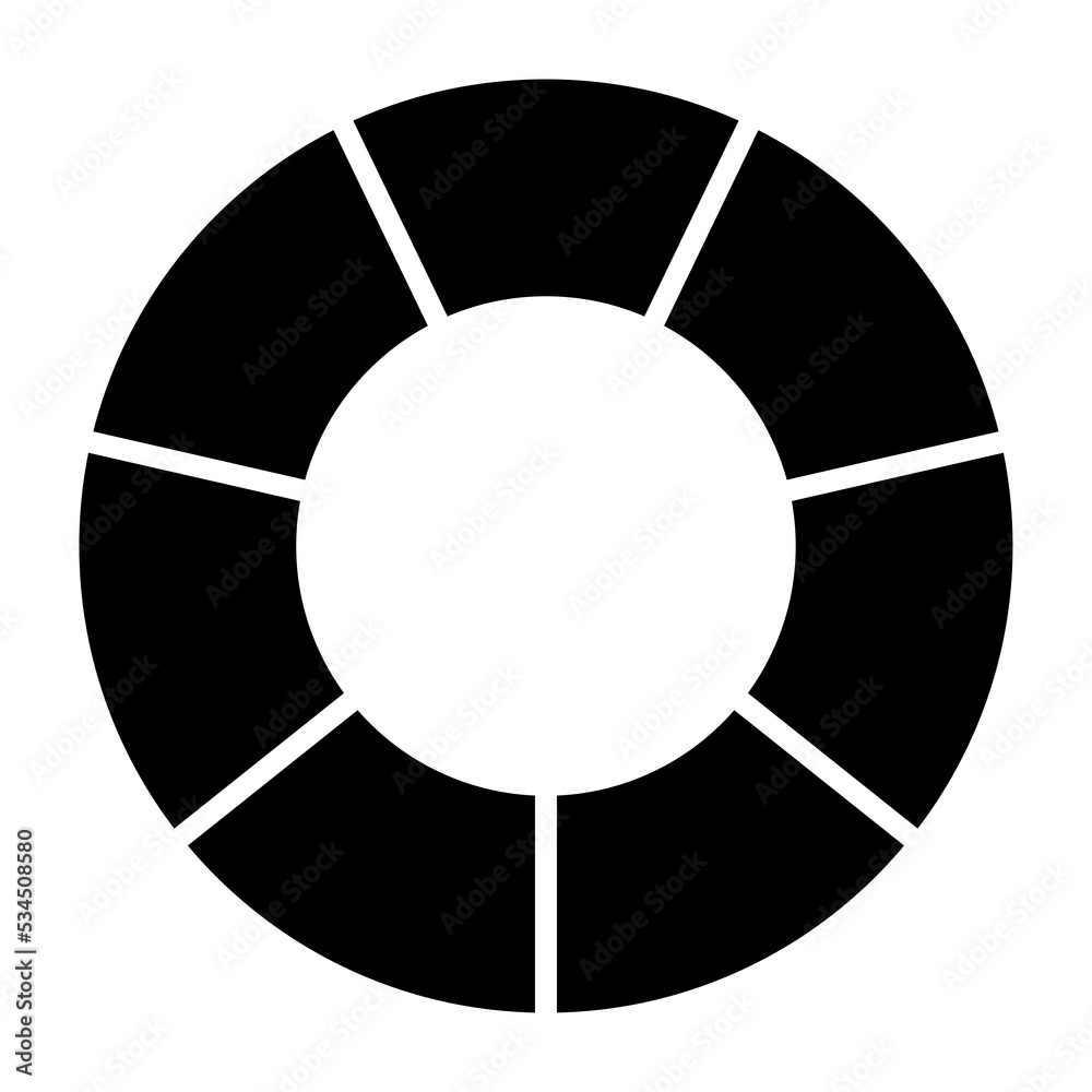 Pie chart, diagram. Black filled circle, no stroke, divided in sevenths, in seven, 7, parts. Isolated png illustration, transparent background for overlay, montage, presentation. Business concept. Pie chart, diagram. Black filled circle, no stroke, divided in sevenths, in seven, 7, parts. Isolated png illustration, transparent background for overlay, montage, presentation. Business concept.