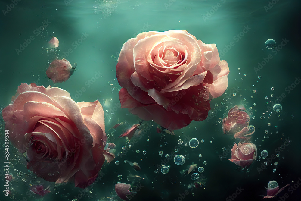 Roses Underwater With Water Bubbles Surrounding The Flowers Flower Wallpaper Art With Pink 2136