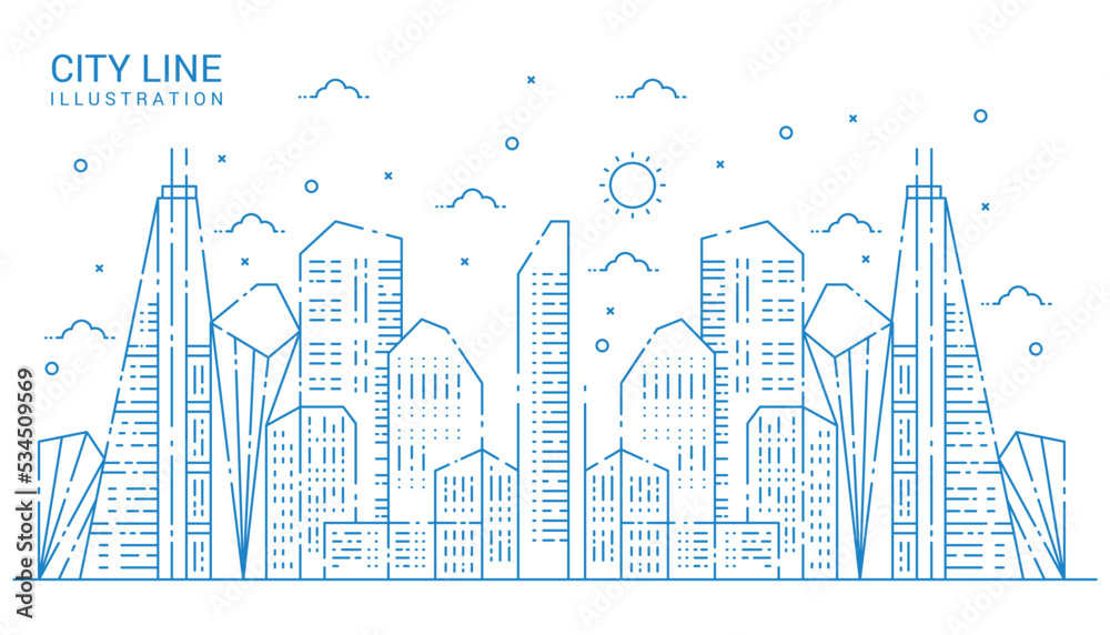 Illustration linear cityscape concept