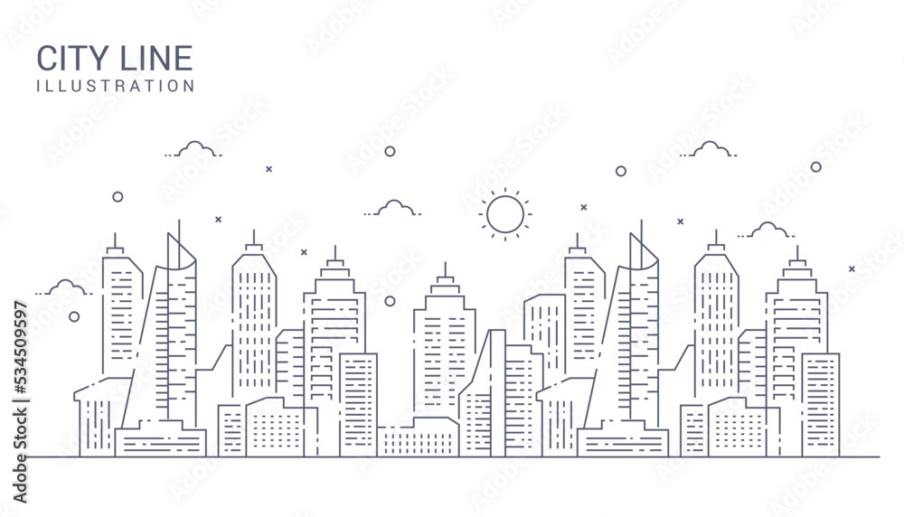 Big modern city skyscraper illustration