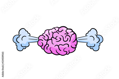 Steam from brain. Concept of hard work, fatigue and stress.