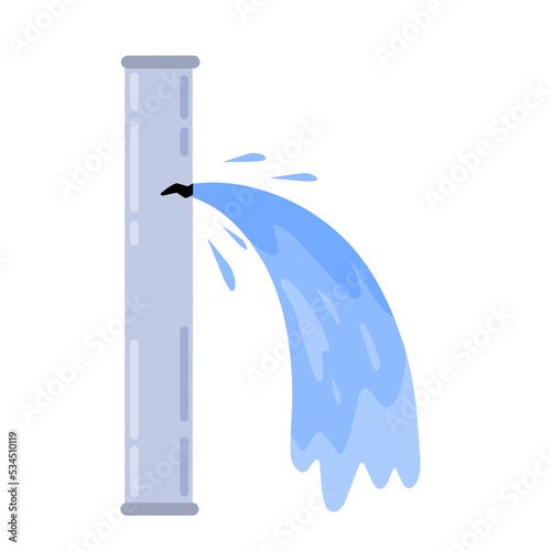 Leak in water pipe. Plumber service. Broken sewer and water supply.