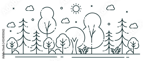Tree illustration in line style. Natural concept