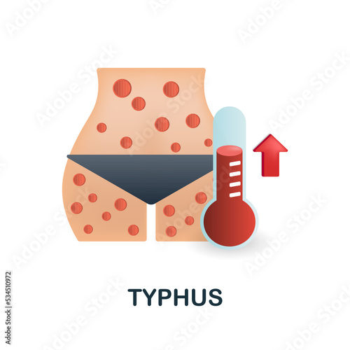 Typhus icon. 3d illustration from deseases collection. Creative Typhus 3d icon for web design, templates, infographics and more