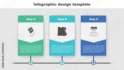 Set Nefertiti, Map of Egypt and Snake. Business infographic template. Vector