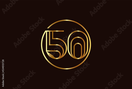 Number 50 Logo, Number 50 monogram line style inside circle can be used for birthday and business logo templates, flat design logo, vector illustration	