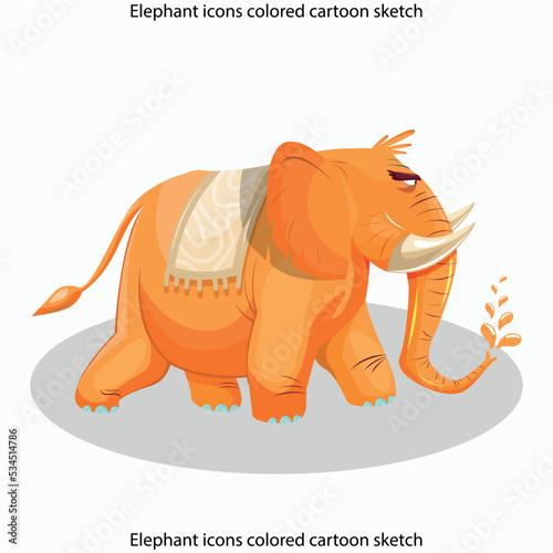 Elephant icons colored cartoon sketch