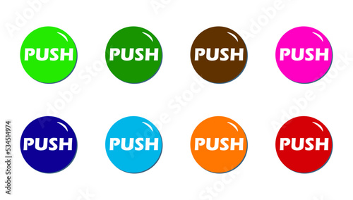 Push button icon with eight different colors. vector illustration. creative sign icon design for web, social media, file, and others.