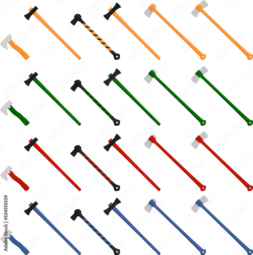 big kit steel axes with wooden handle
