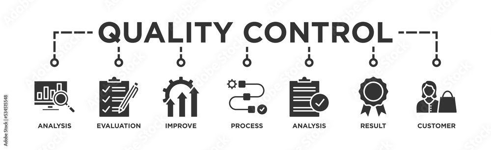 Quality control banner web icon vector Quality control banner web icon vector