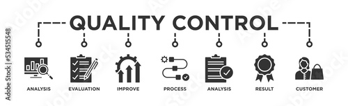 Quality control banner web icon vector