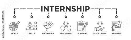 Internship Banner Web Icon Vector