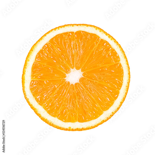 Orange fruit slice isolated on transparent background. 
