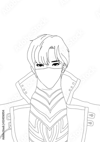 Charismatic boy anime character sketch photo