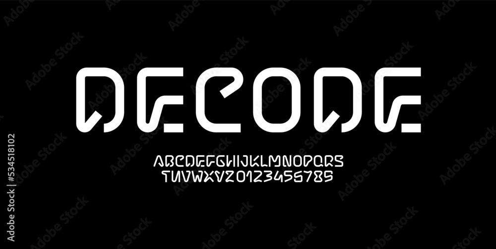 Technical high font, digital modern alphabet, uppercase Latin letters from A to Z and Arab numbers from 0 to 9 for you designs, vector illustration 10EPS Technical high font, digital modern alphabet, uppercase Latin letters from A to Z and Arab numbers from 0 to 9 for you designs, vector illustration 10EPS