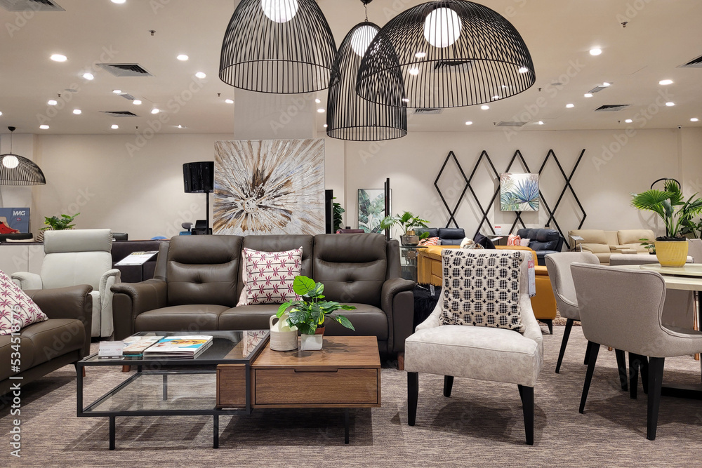 PENANG, MALAYSIA 29 SEP 2022 Interior view furniture department in