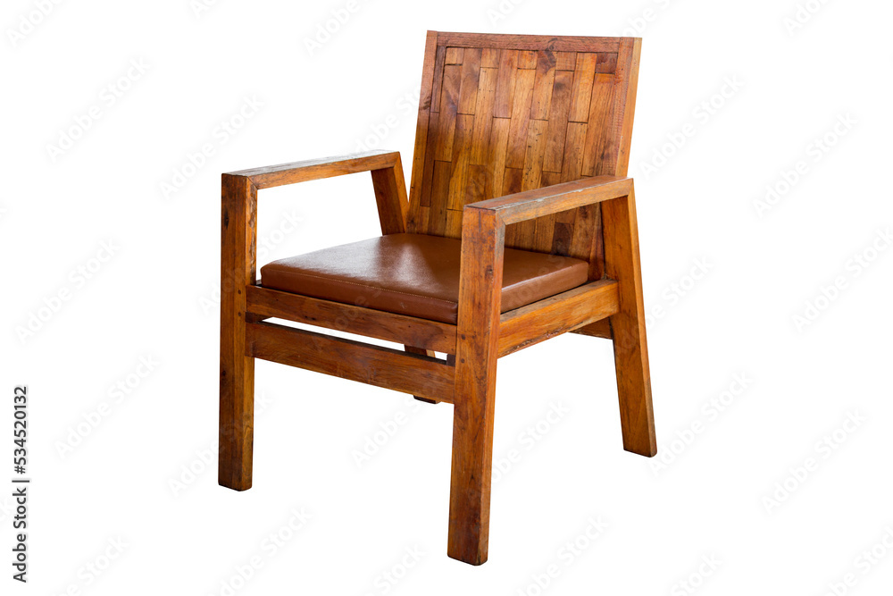 Wooden arm chair isolated.