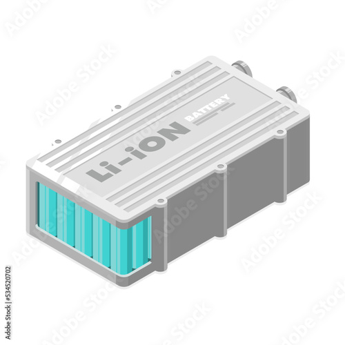 li ion ev motor battery close up isometric
