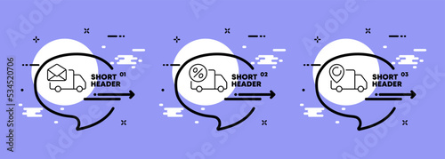 Delivery line icon. Clock truck. Free and fast delivery of goods. Post. Minivan that delivers the order. Shopping concept. Infographic timeline with icons and 3 steps. Vector line icon for Business