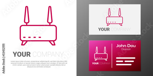 Logotype line Router and wi-fi signal icon isolated on white background. Wireless ethernet modem router. Computer technology internet. Logo design template element. Vector