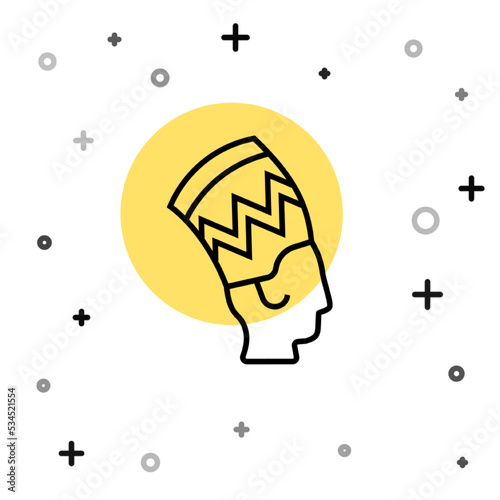 Black line Nefertiti icon isolated on white background. Random dynamic shapes. Vector