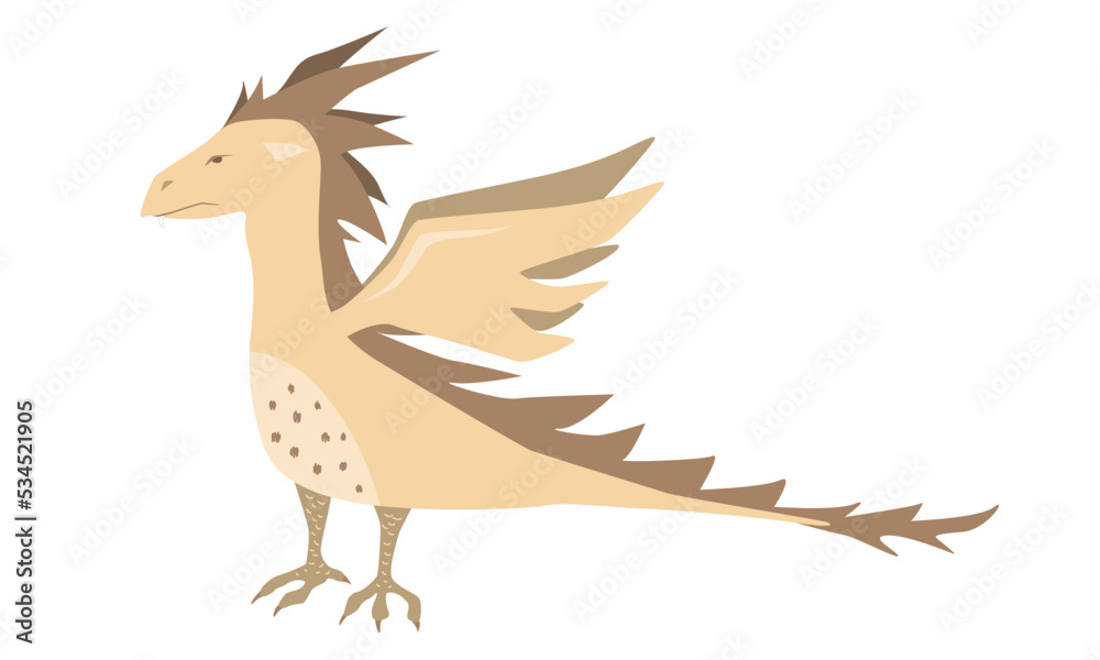 Fototapeta premium Cute and funny dragon. Hand drawn fairy tale character isolated on white background. Childish t shirt print design