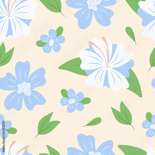 seamless pattern on a light background blue flowers  © Aida