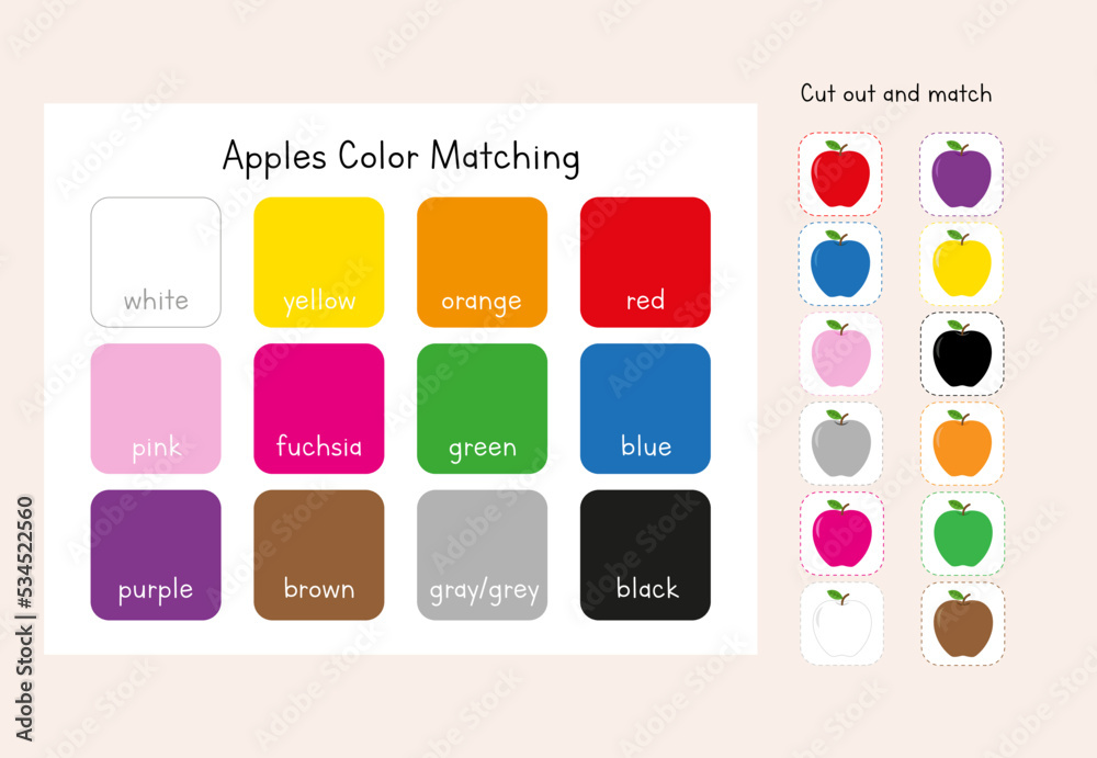 Color Matching Worksheet For Kids Autumn Educational Game Fall