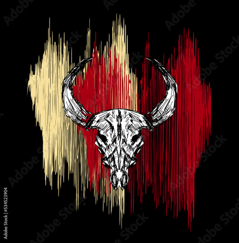 Bull skull, Abstractionism, Vector Art, freehand drawing