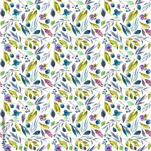 Watercolor rustic seamless pattern, botanical floral digital paper, wildflower wallpaper, gift wrapping, herbs,greenery,flowers, countryside, forest, village, fabric printable for kids ,nursery decor