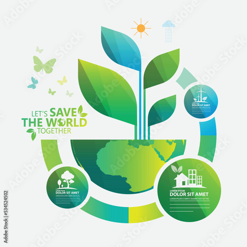 Ecology.Green cities help the world with eco-friendly concept ideas.vector illustration