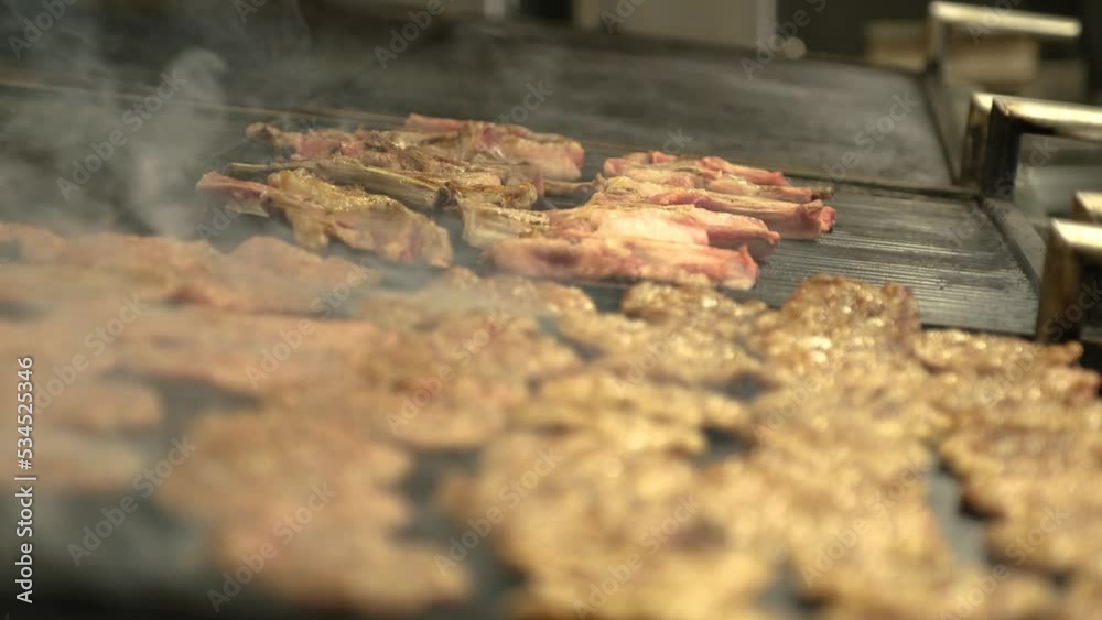 Cooking Cow Meatball Food on a Barbecue Wood Fire Cooking Cow Meatball Food on a Barbecue Wood Fire