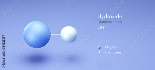 hydroxide, molecular structures, diatomic anion, 3d model, Structural Chemical Formula and Atoms with Color Coding © Сергей Шиманович