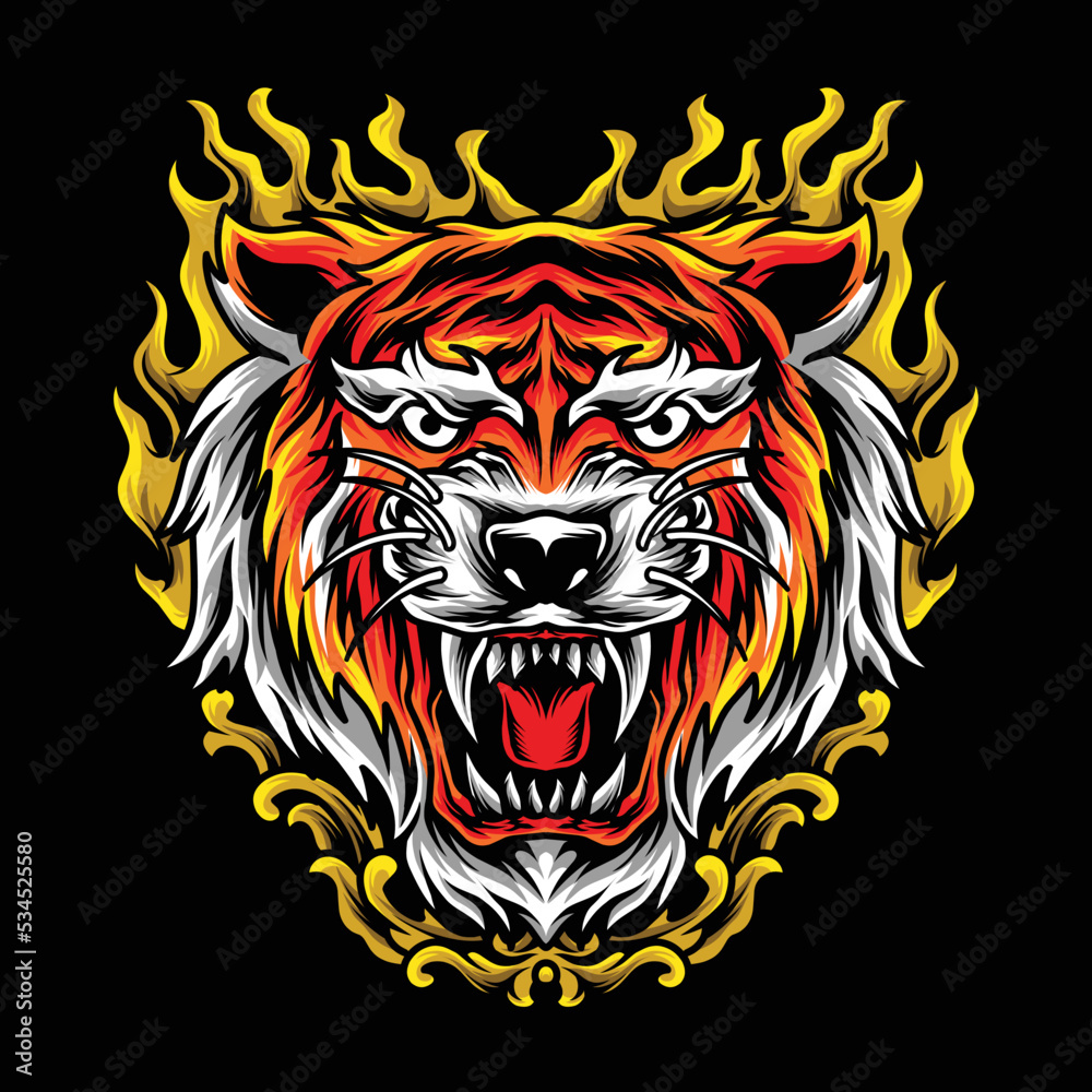 Illustration vector graphic of a angry tiger,can be used as a merch,poster,etc