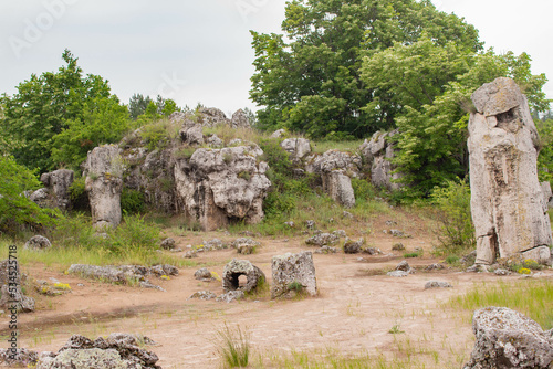 Pobitite Kamuni. Rocks in the Stone Forest in Bulgaria. Popular place in the Balkans. photo